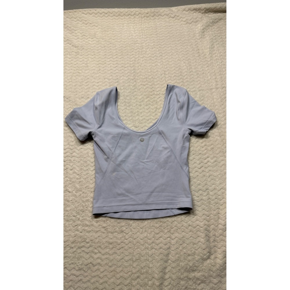 Lululemon Align T-Shirt Pastel Blue Lavender Nulu Scoop Neck Crop Top 4